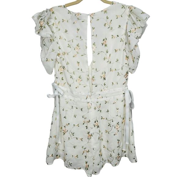 Majorelle Mikey Romper White with Floral Embroidery – Size Small - Picture 6 of 8